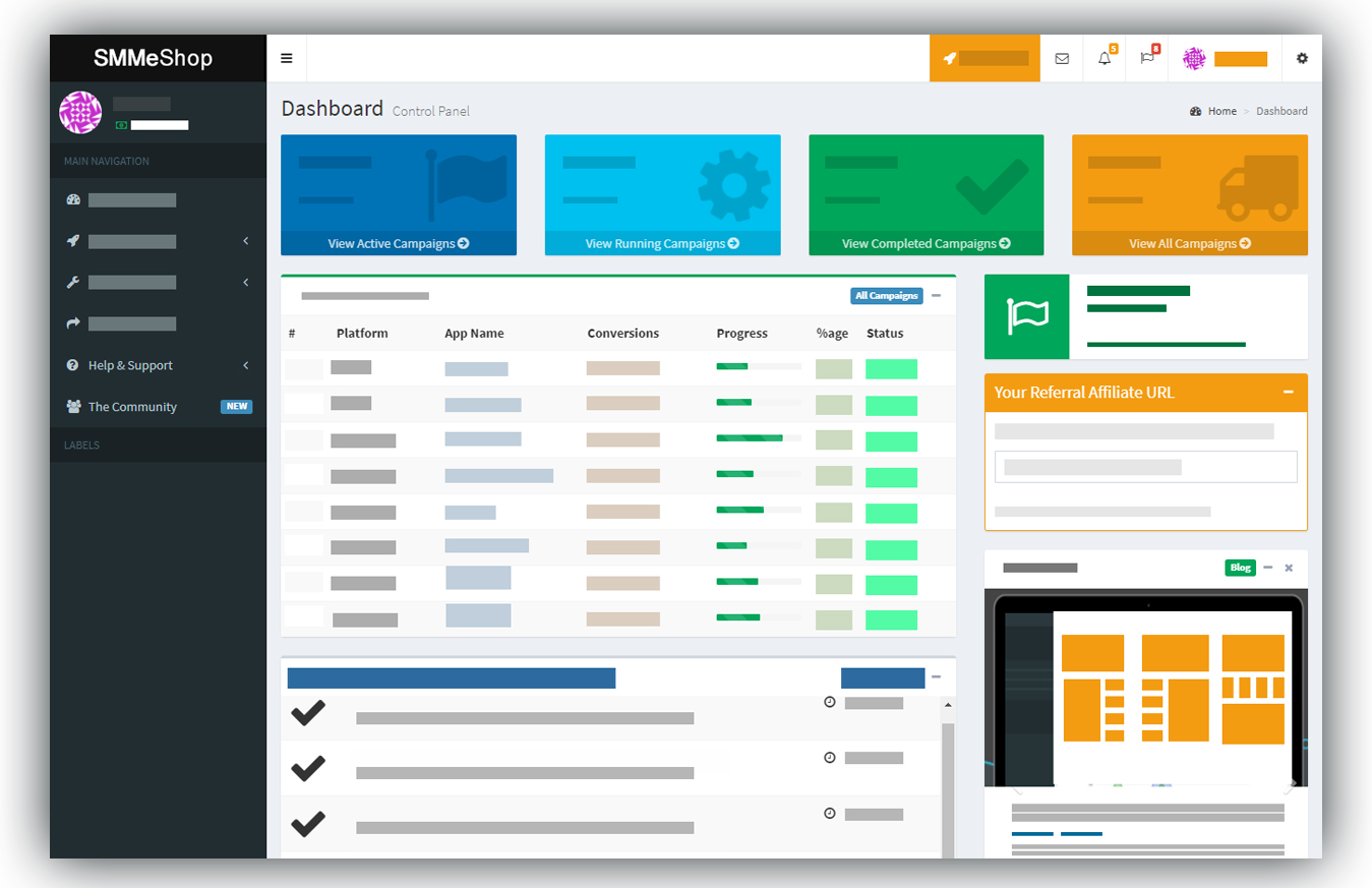 SMM eShop Self-Service Dashboard